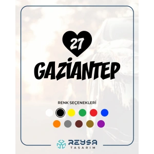 Kalpli 27 Gaziantep Araba Sticker 17x17 Cm Siyah