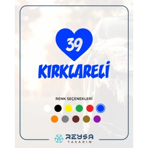 Kalpli 39 Kırklareli Araba Sticker 17x17 Cm Mavi