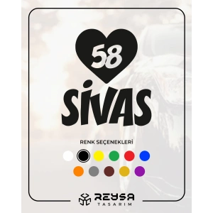 Kalpli 58 Sivas Araba Sticker 17x17 Cm Siyah
