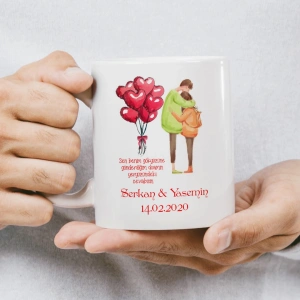 Kalpli Balonlar ve Çift Sevgili Kupası