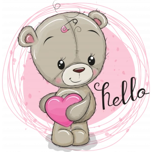 Kalpli Hello Ayıcık Duvar Stickerı