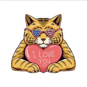 Kalpli Ked 10x10 cm Renkli Sticker