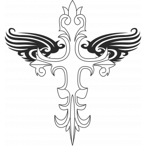 Kanat ve Haç Sticker 10x10 cmRenkli Sticker