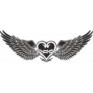 Kanatlı Kalp Sticker 10x10 cmRenkli Sticker