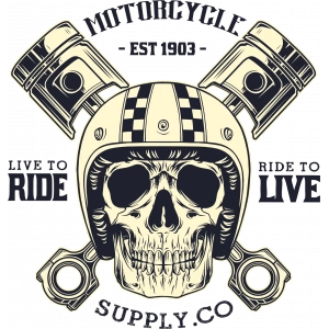 Motor Parçaları ve Kurukafa Sticker 10x10 cmRenkli Sticker