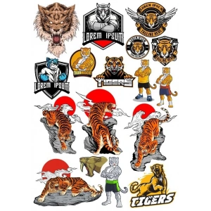 Kaplan Tiger Sticker Set-1 13 Parça Telefon, Tablet, Defter, Laptop Sticker