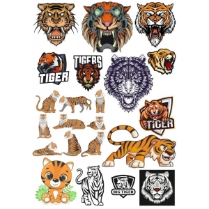 Kaplan Tiger Sticker Set-16 16 Parça Telefon, Tablet, Defter, Laptop Sticker