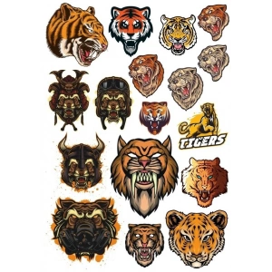 Kaplan Tiger Sticker Set-7 17 Parça Telefon, Tablet, Defter, Laptop Sticker