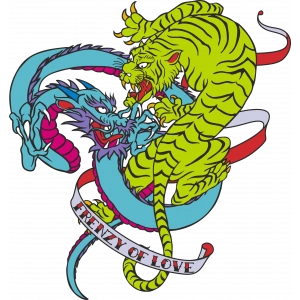 Kaplan ve Ejderha Sticker 10x10 cmRenkli Sticker