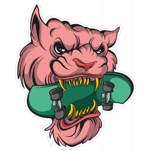 Kaplan ve Kaykay Sticker 10x10 cmRenkli Sticker