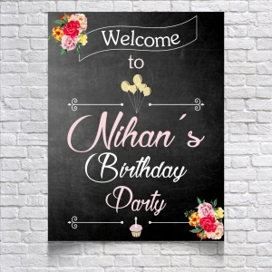 Kara Tahta Temalı Doğum Günü Karşılama Afişi 35X50 cm