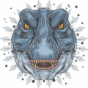 Mavi Dinozor Sticker 10x10 cmRenkli Sticker