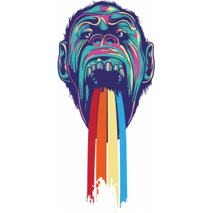 Goril 4 Sticker 10x10 cmRenkli Sticker