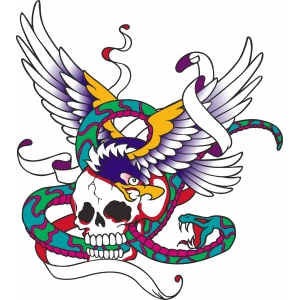 Kartal ve Kurukafa Sticker 10x10 cmRenkli Sticker