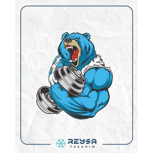 Kaslı Ayı Sticker 10x10 cmRenkli Sticker