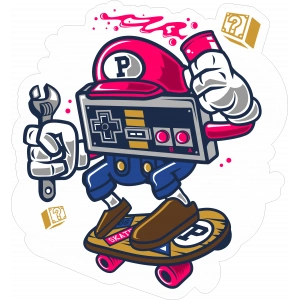 Kaykaycı Konsol Sticker 10x10 cmRenkli Sticker