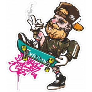 Kaykaycı Korsan Sticker 10x10 cmRenkli Sticker