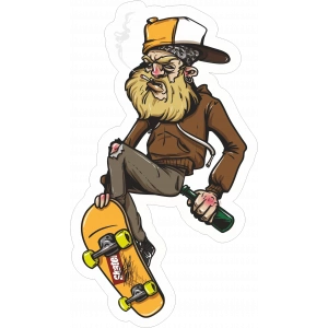 Kaykaycı Yaşlı Adam Sticker 10x10 cmRenkli Sticker