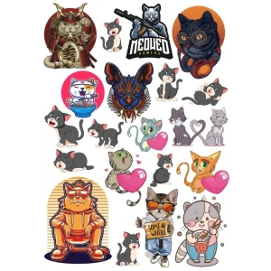 Kedi Sticker Set 15 Parça Telefon, Tablet, Defter, Laptop Sticker