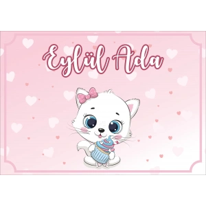 Kedi Teamlı Doğum Günü Afişi 100X150 cm