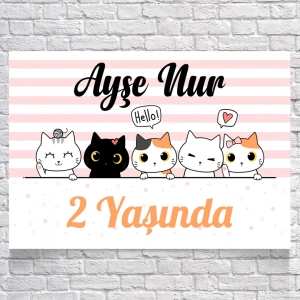 Kedi Teamlı Doğum Günü Afişi 35X50 cm