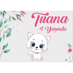 Kedi Teamlı Doğum Günü Afişi 35X50 cm