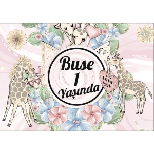 Zürafa Temalı Doğum Günü Afişi 70X100 cm