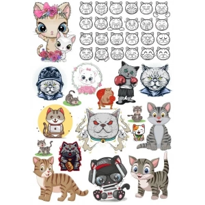 Kediler Sticker Set-7 27 Parça Telefon, Tablet, Defter, Laptop Sticker