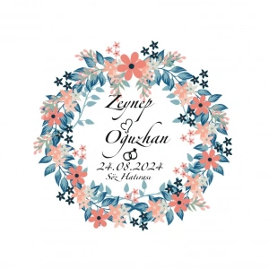 Kesik Köşeli Kare Mühür Kına Nişan Düğün 3x3 cm özel etiket / 50 adet sticker