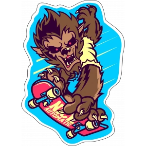 kaykayçı maymun sitcker 10x10 cmRenkli Sticker