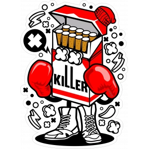 Killer Sigara Sticker 10x10 cmRenkli Sticker