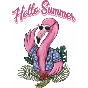 Hello Summer Flamingo Sticker 10x10 cmRenkli Sticker