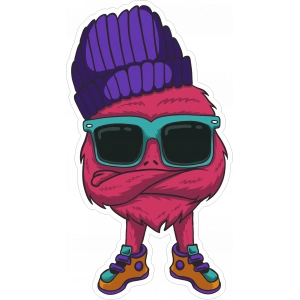 Kırmızı Canavar Sticker 10x10 cmRenkli Sticker