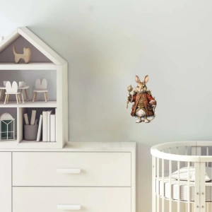 Kırmızı Ceketli Saatli Tavşan Duvar Stickerı