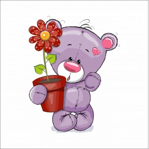 Kırmızı Çiçekli Ayıcık Sticker