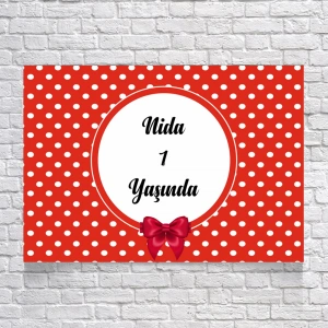 Kırmızı Puantiyeli Doğum Günü Afişi 35X50 cm