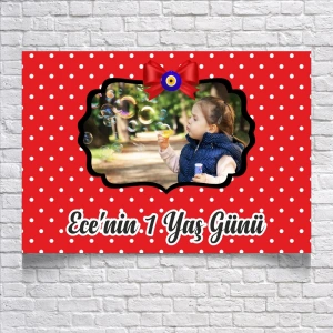 Kırmızı Puantiyeli Doğum Günü Afişi 50X70 cm