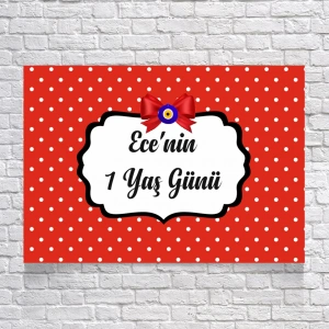 Kırmızı Puantiyeli Doğum Günü Afişi 70X100 cm