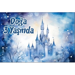 Kış ve Şato Temalı Doğum Günü Afişi -2 50X70 cm