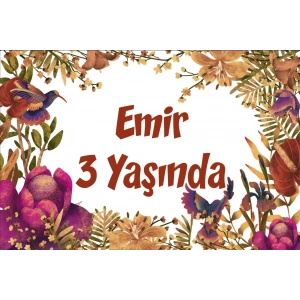 Sonbahar ve Kuşlar Temalı Doğum Günü Afişi -1 50X70 cm