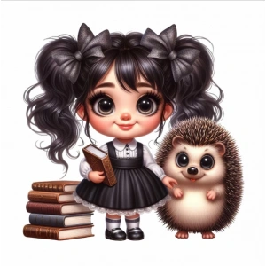 kitap Okuyan Kız ve Kirpi Duvar Stickerı