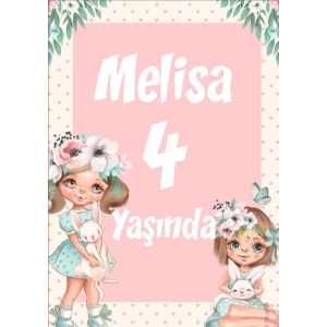 Kız Temalı Doğum Günü Afişi 70X100 cm