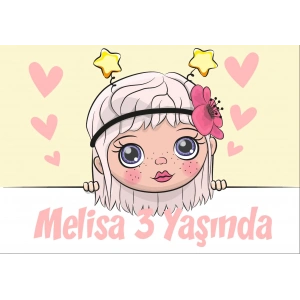Kız Temalı Doğum Günü Afişi 70X100 cm