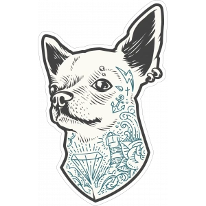 Dövmeli Köpek Sticker 10x10 cmRenkli Sticker