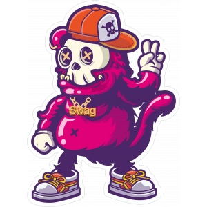 Rapçi Kuru Kafa Sticker 10x10 cmRenkli Sticker