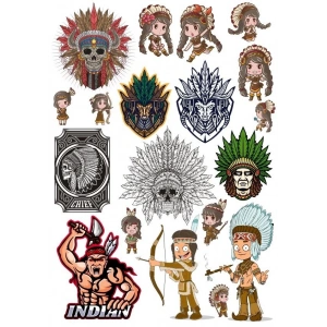 Kızılderili Apachi Sticker Set-2 16 Parça Telefon, Tablet, Defter, Laptop Sticker