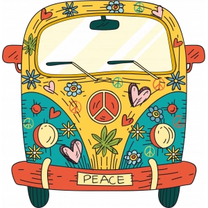 Hippi Karavan Sticker 10x10 cmRenkli Sticker