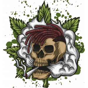 Sigara içen Kurukafa Sticker 10x10 cmRenkli Sticker