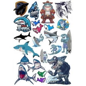 Köpek Balığı Sticker Set 2 16 Parça Telefon, Tablet, Defter, Laptop Sticker