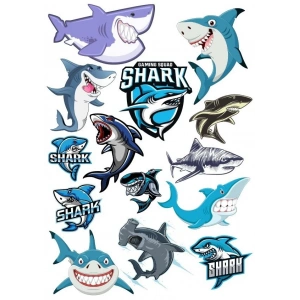 Köpek Balığı Sticker Set 20 Parça Telefon, Tablet, Defter, Laptop Sticker